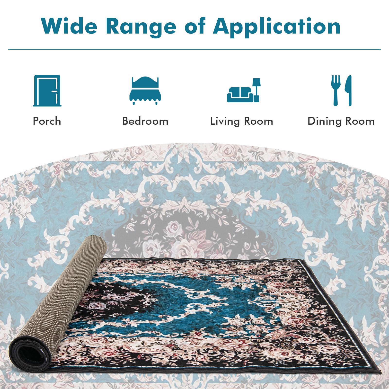 Anti Slip Traditional Decoration Large Boho Floor Mat for Living Room